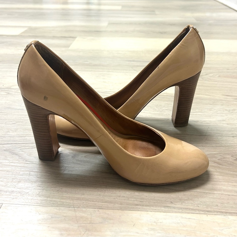 Coach Pumps Tan Patent Leather Classic Slip On Women Sz 9.5B Office Work Heels - Picture 8 of 12
